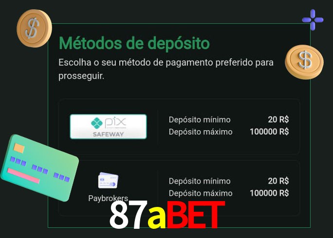 O cassino 87abet oferece uma grande variedade de métodos de pagamento